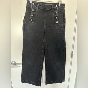 Ann Taylor Black Wide-Leg Buttoned Pants